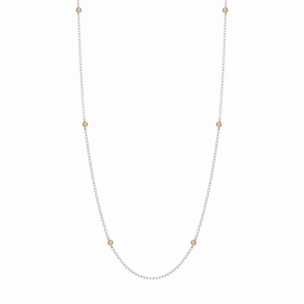 18ct White and Rose Gold Diamond Long Necklet D