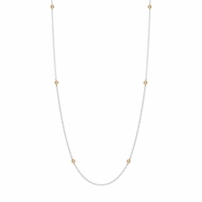 18ct White and Rose Gold Diamond Long Necklet D