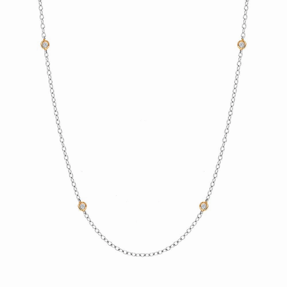 18ct White and Rose Gold Diamond Necklet D