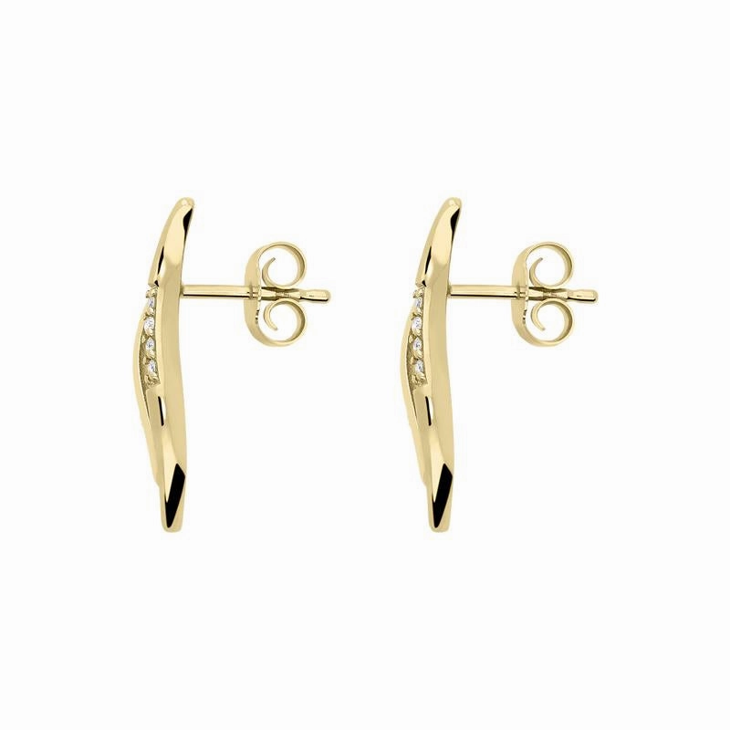 18ct White and Yellow Gold Diamond Wave Stud Earrings