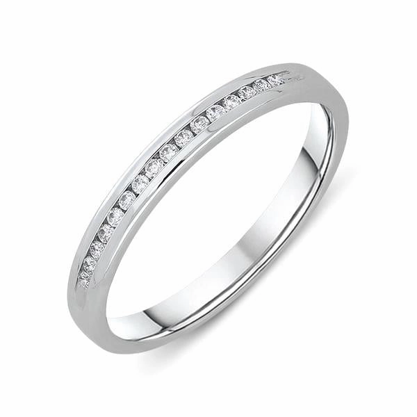 18ct White Gold 0.07ct Diamond Channel Set Wedding Half Eternity Ring