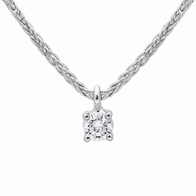 18ct White Gold 0.10ct Diamond Brilliant Cut Solitaire Necklace D