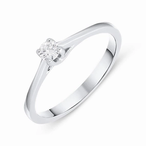 18ct White Gold 0.11ct Brilliant Cut Diamond Solitaire Ring