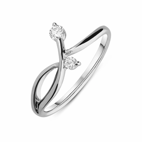18ct White Gold 0.13ct Diamond Cross Over Vine Ring
