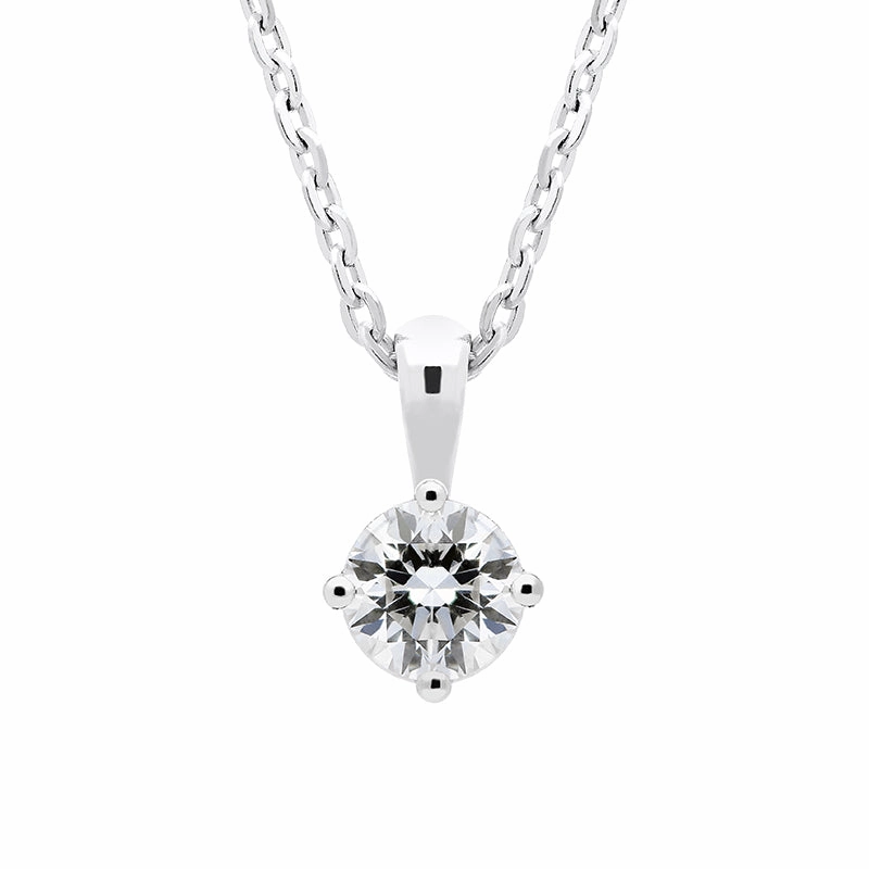 18ct White Gold 0.15ct Diamond Solitaire Necklace D