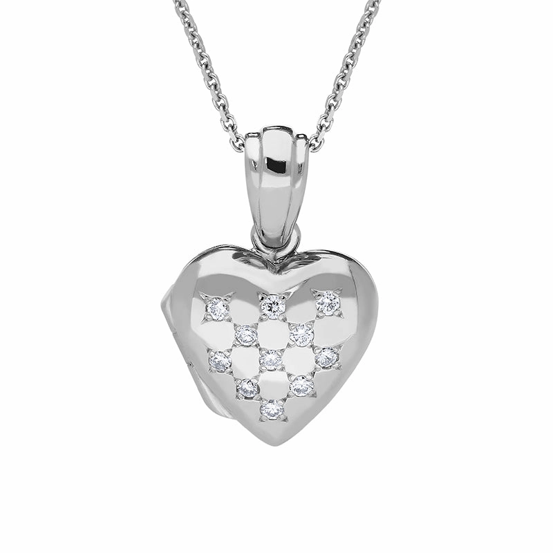 18ct White Gold 0.17ct Diamond Heart Locket