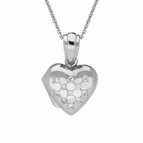 18ct White Gold 0.17ct Diamond Heart Locket