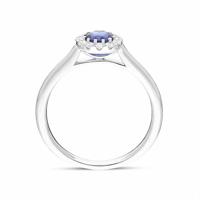 18ct White Gold 0.17ct Sapphire 0.47ct Diamond Halo Ring