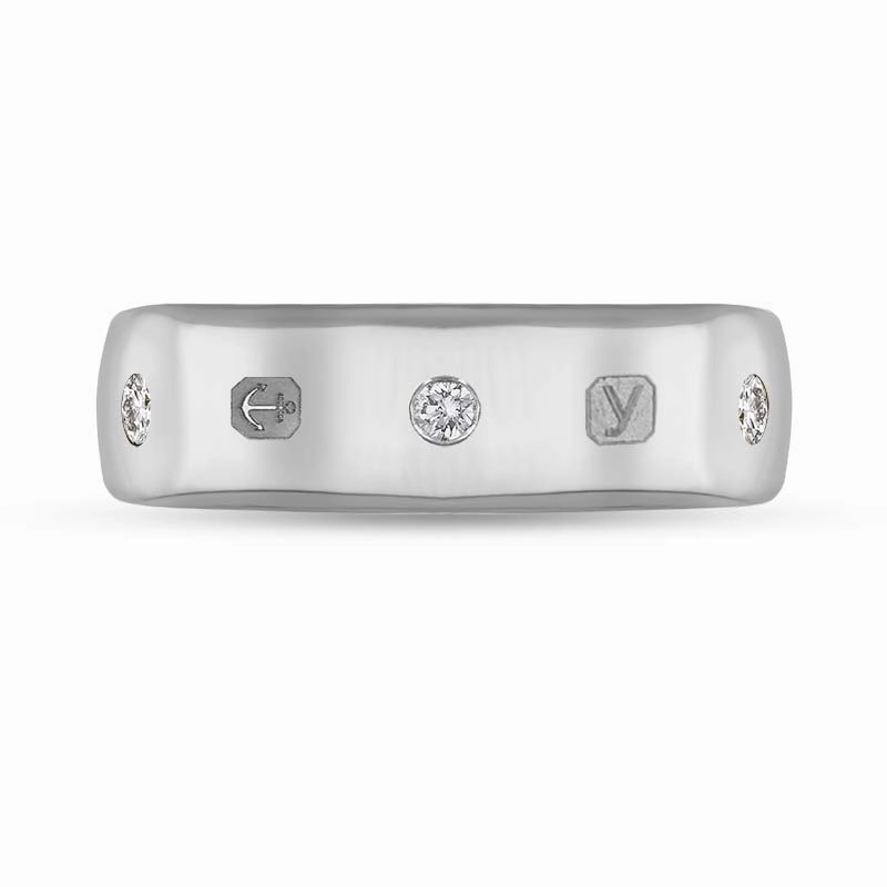 18ct White Gold 0.18ct Diamond King's Coronation Hallmark 6mm Ring D