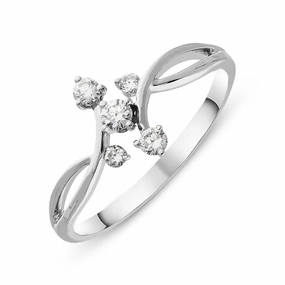 18ct White Gold 0.19ct Diamond Six Stone Twist Ring