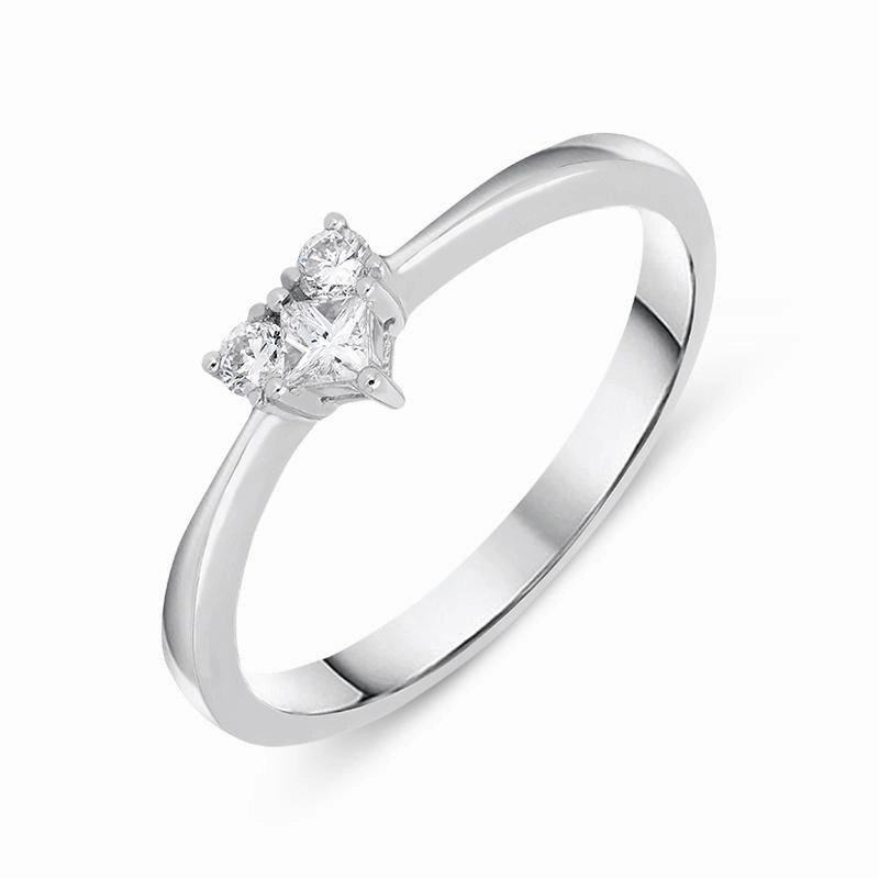18ct White Gold 0.19ct Diamond Three Stone Heart Ring