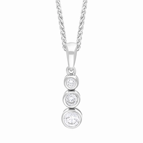 18ct White Gold 0.21ct Diamond Graduating Trilogy Necklace