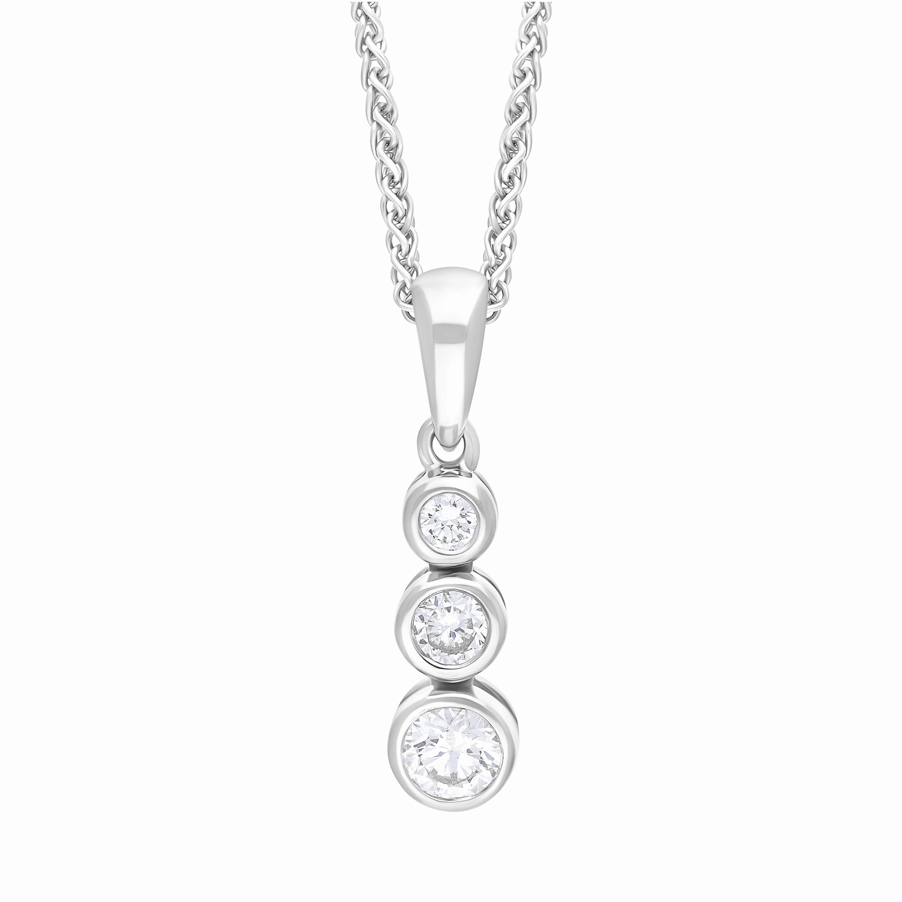 18ct White Gold 0.21ct Diamond Graduating Trilogy Necklace
