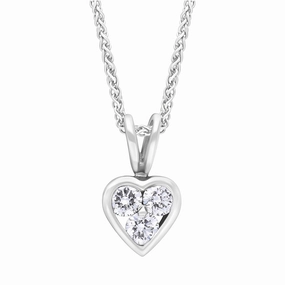 18ct White Gold 0.21ct Diamond Heart Necklace