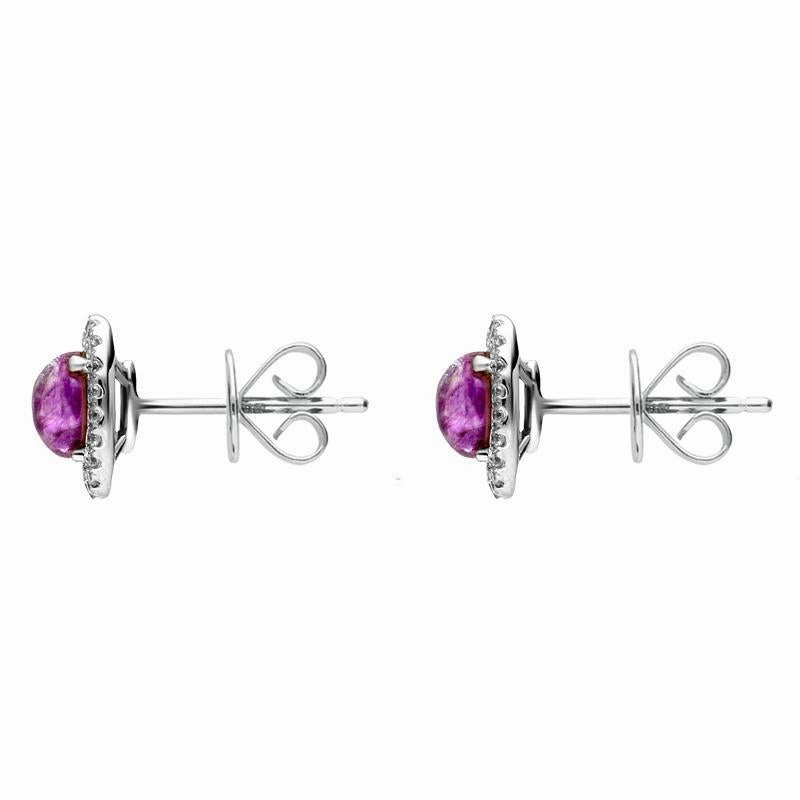 18ct White Gold 0.23ct Diamond Blue John Oval Stud Earrings