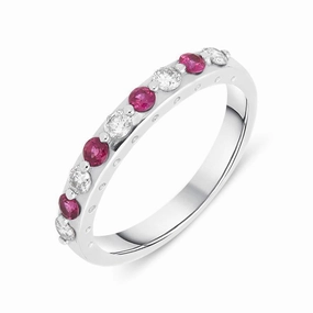 18ct White Gold 0.23ct Ruby Diamond Half Eternity Ring