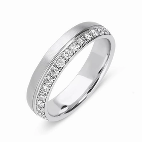 18ct White Gold 0.24ct Diamond Satin Finish Wedding Ring