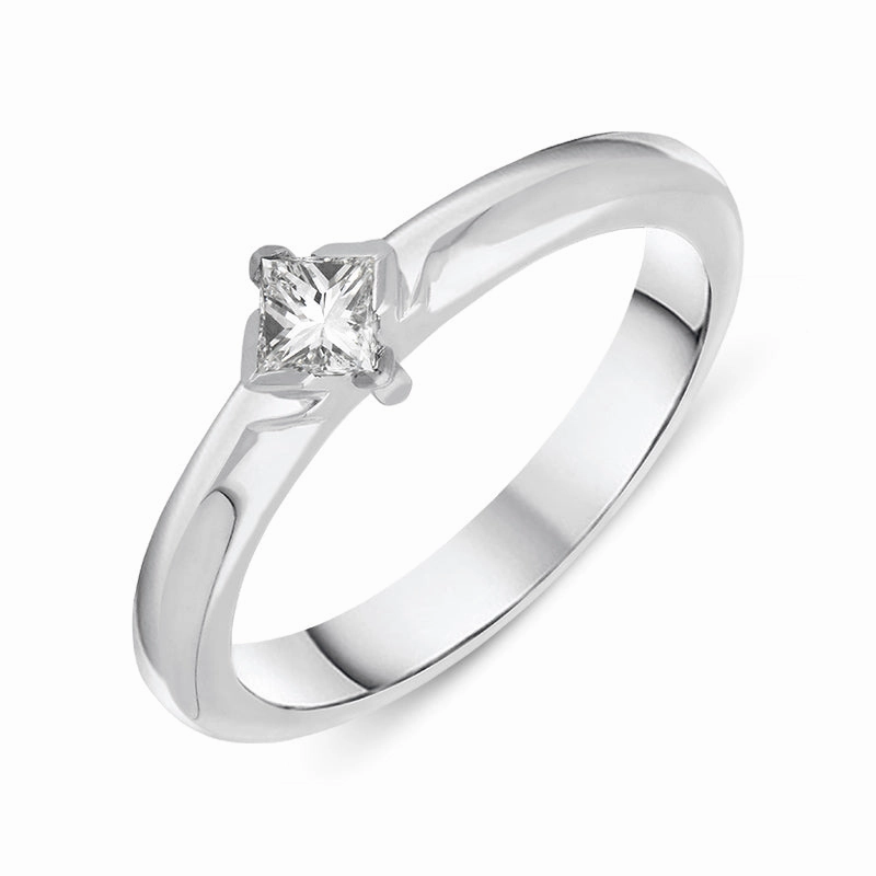 18ct White Gold 0.25ct Diamond Princess Cut Solitaire Ring