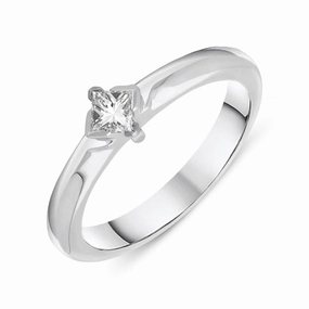 18ct White Gold 0.25ct Diamond Princess Cut Solitaire Ring