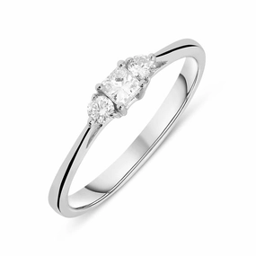 18ct White Gold 0.25ct Diamond Princess Cut Trilogy Ring