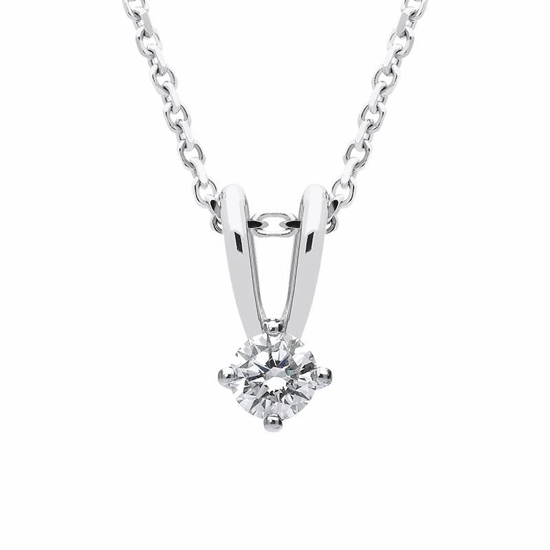18ct White Gold 0.25ct Diamond Solitaire Necklace