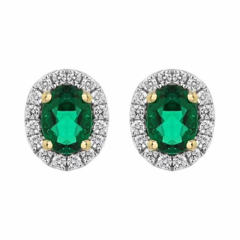 18ct White Gold 0.26ct Emerald Diamond Oval Stud Earrings D