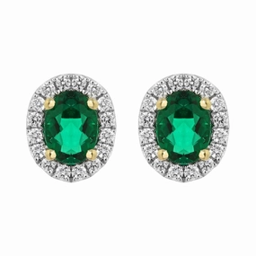 18ct White Gold 0.26ct Emerald Diamond Oval Stud Earrings D