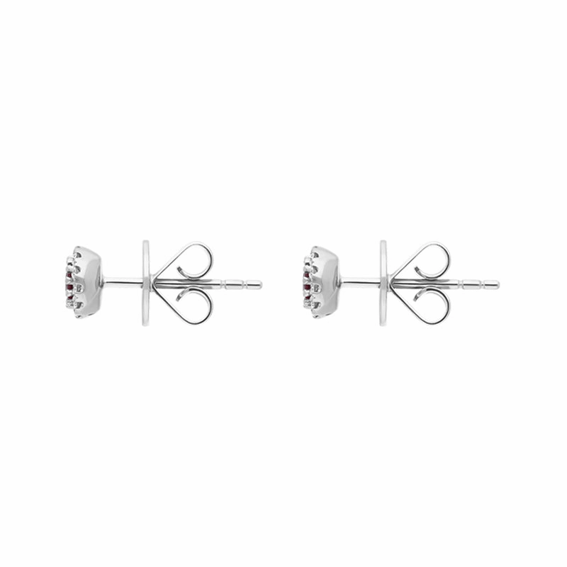 18ct White Gold 0.28ct Ruby Diamond Cluster Earrings