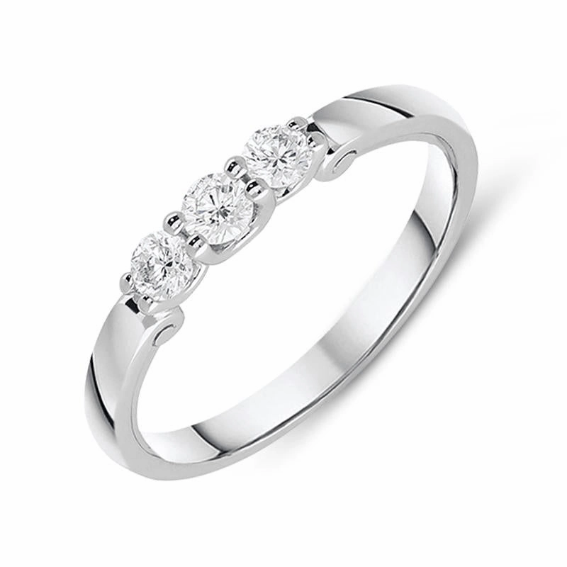 18ct White Gold 0.29ct Diamond Swirl Trilogy Ring