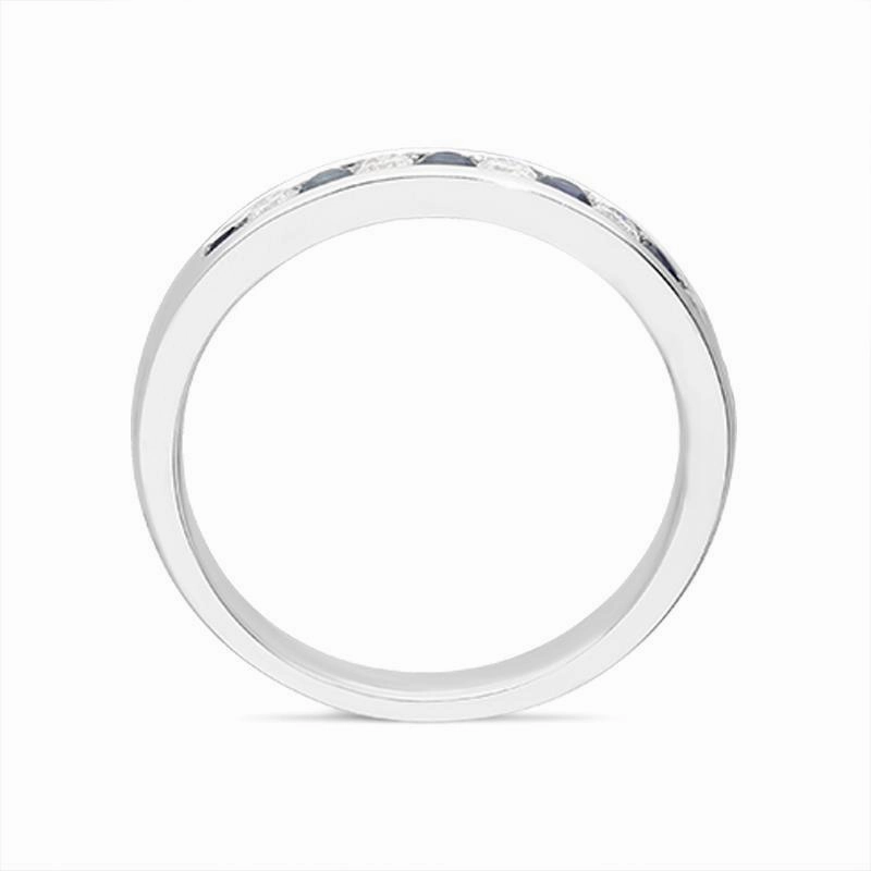 18ct White Gold 0.29ct Sapphire and Diamond Half Eternity Ring