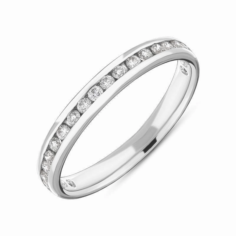 18ct White Gold 0.30ct Diamond Channel Set Wedding Half Eternity Ring D