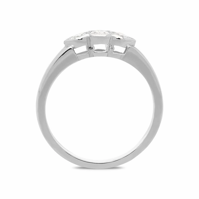 18ct White Gold 0.30ct Diamond Milgrain Trilogy Ring