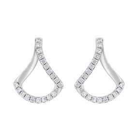 18ct White Gold 0.30ct Diamond Open Bell Shaped Earrings