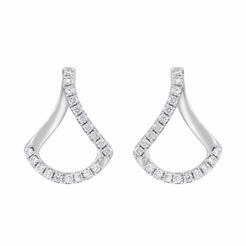 18ct White Gold 0.30ct Diamond Open Bell Shaped Earrings