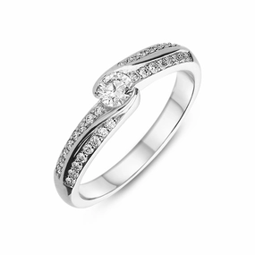 18ct White Gold 0.30ct Diamond Two Row Ring