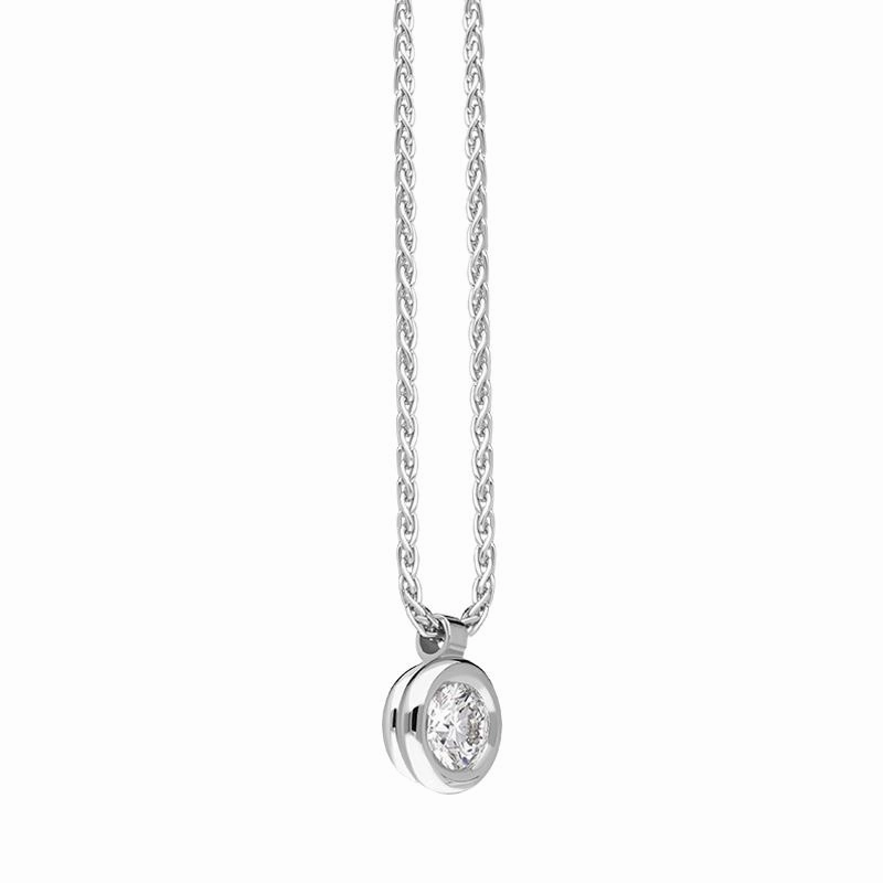 18ct White Gold 0.32ct Diamond Certified Solitaire Pendant Necklace