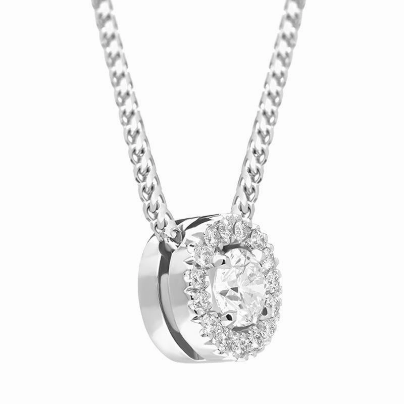 18ct White Gold 0.33ct Brilliant Cut Diamond Pave Round Necklace