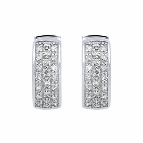 18ct White Gold 0.33ct Diamond Pave Hoop Earrings
