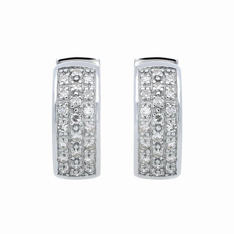 18ct White Gold 0.33ct Diamond Pave Hoop Earrings