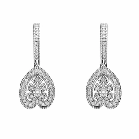 18ct White Gold  0.33ct Diamond Style & Fashion Leaf Drop Earrings D