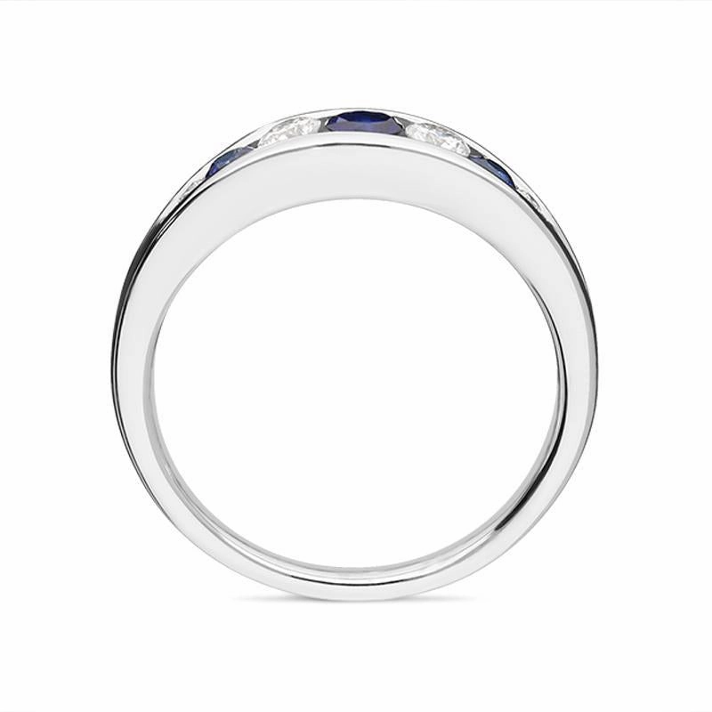 18ct White Gold 0.33ct Sapphire Diamond Graduating Ring