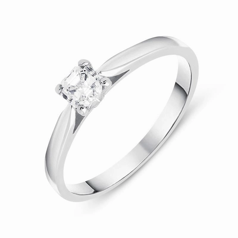 18ct White Gold 0.34ct Diamond Asscher Cut Solitaire Ring