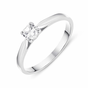 18ct White Gold 0.34ct Diamond Asscher Cut Solitaire Ring