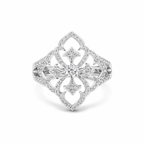 18ct White Gold 0.34ct Diamond Baroque Style Ring