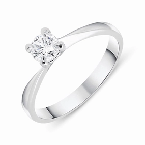 18ct White Gold 0.36ct Brilliant Cut Diamond Solitaire Twist Ring