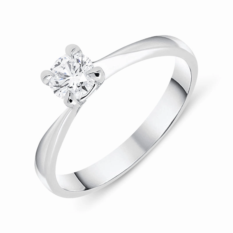 18ct White Gold 0.36ct Brilliant Cut Diamond Solitaire Twist Ring