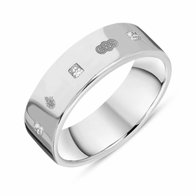 18ct White Gold 0.36ct Diamond Queen's Jubilee Hallmark Princess Cut 6mm Ring D