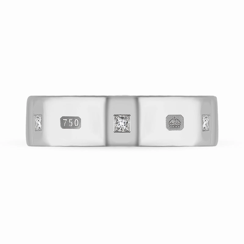 18ct White Gold 0.36ct Diamond Queen's Jubilee Hallmark Princess Cut 6mm Ring D
