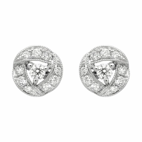 18ct White Gold 0.36ct Diamond Ribbon Edge Stud Earrings