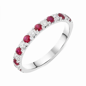 18ct White Gold 0.37ct Ruby Diamond Half Eternity Ring